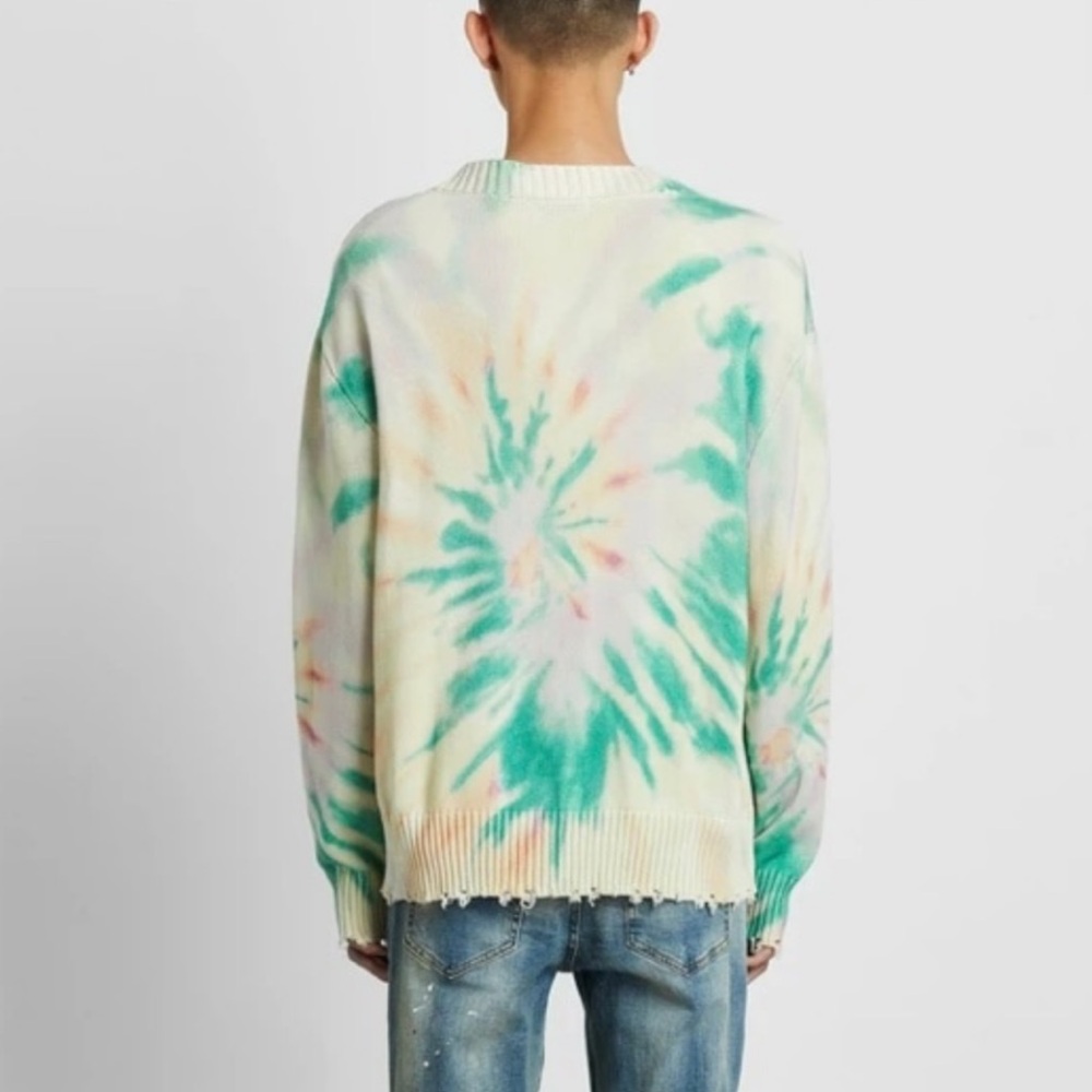 Men's PROFOUND Tie-Dye Green Cardigan Sweater - Picture 7 of 7